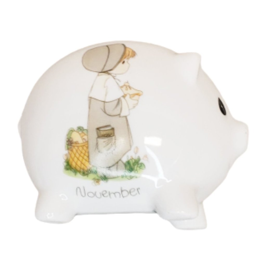 Vintage Precious Moments November Mini Piggy Bank